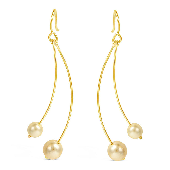 Double Drop Earring Gold Pearl