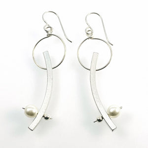 Earrings with Sterling Wire and Glass Pearl