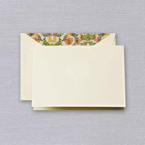 Crane Paper Ecru Boxed Notes with Red Florentine Envelope Liner