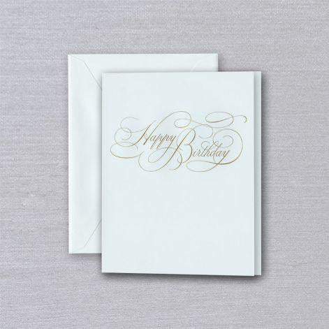 Crane Paper Engraved Calligraphy Happy Birthday Beach Glass Greeting Card