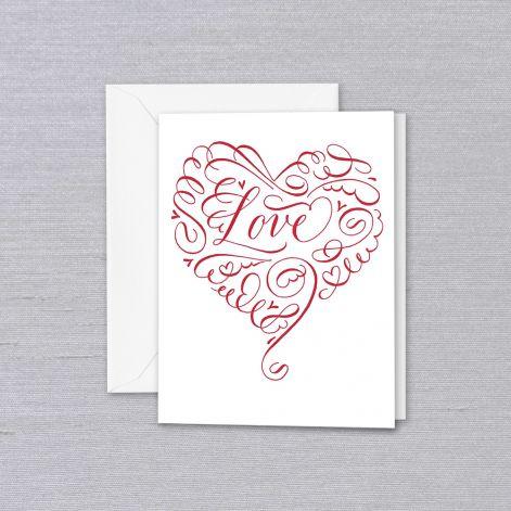 Crane Paper Engraved Calligraphy Love Heart Pearl White Blank Greeting Card