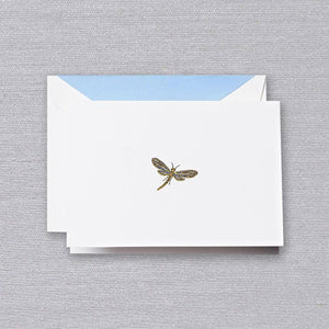 Crane Paper Engraved Dragonfly Pearl White Boxed Notes