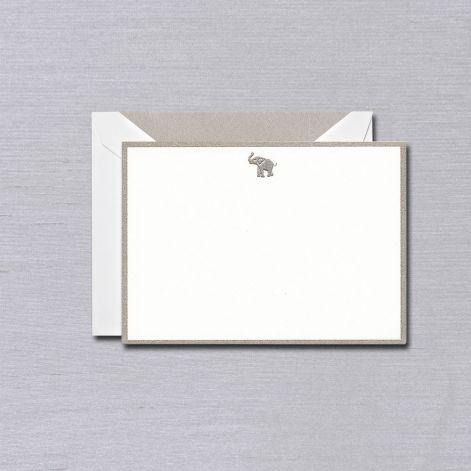 Crane Paper Engraved Elephant Bordered Boxed Cards
