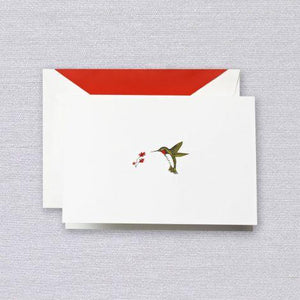 Crane Paper Engraved Hummingbird Pearl White Boxed Notes