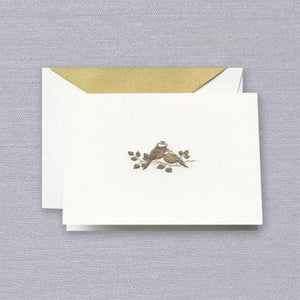 Crane Paper Engraved Love Birds Pearl White Boxed Notes