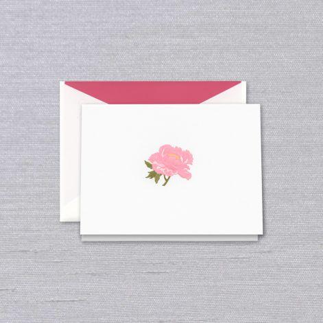 Crane Paper Engraved Peony Pearl White Boxed Notes