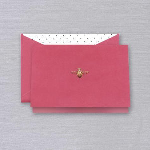 Crane Paper Engraved Queen Bee Hibiscus Pink Boxed Notes