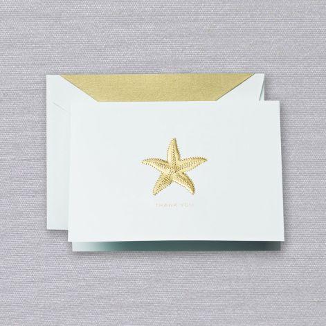 Crane Paper Engraved Starfish Thank You Beach Glass Boxed Notes