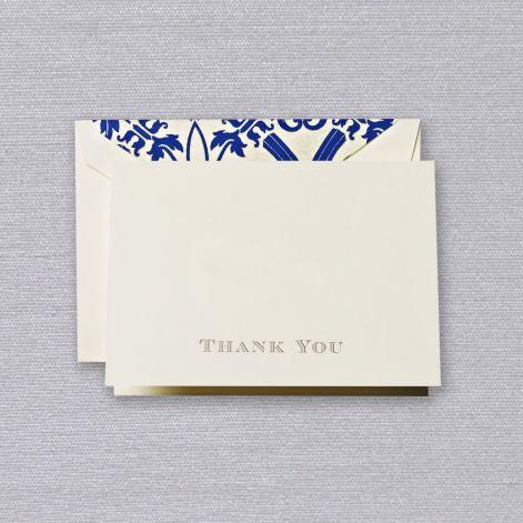 Crane Paper Engraved Thank You Ecru Boxed Notes with Regency Envelope Liner
