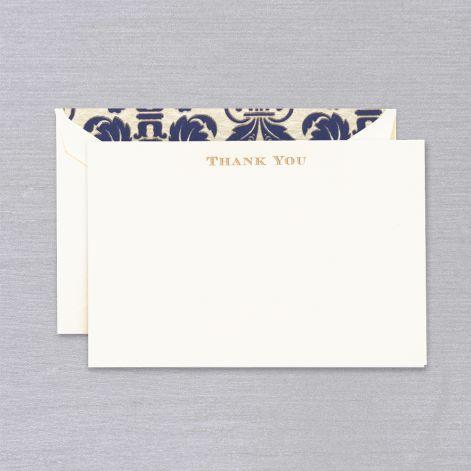 Crane Paper Engraved Thank You Pearl White Boxed Cards with Regency Envelope Liner