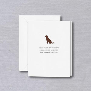 Crane Paper Engraved They Walk by Our Side Pearl White Pet Sympathy Card
