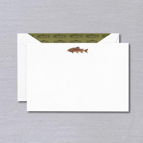 Crane Paper Engraved Trout Pearl White Boxed Cards