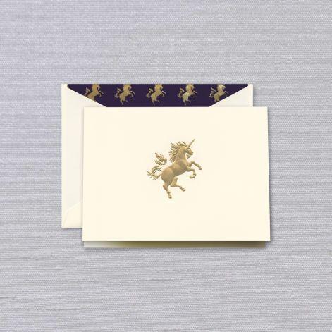 Crane Paper Engraved Unicorn Ecru Boxed Notes