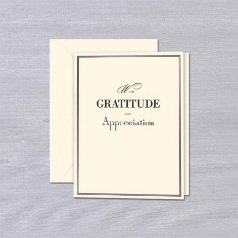 Crane Paper Engraved With Gratitude Ecru Thank You Greeting Card
