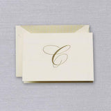 Gold Engraved Ecru Initial Boxed Notes (A-Z)