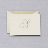 Gold Engraved Ecru Initial Boxed Notes (A-Z)