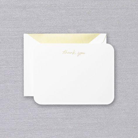 Crane Paper Foil Stamped Thank You Pearl White Rounded Boxed Cards