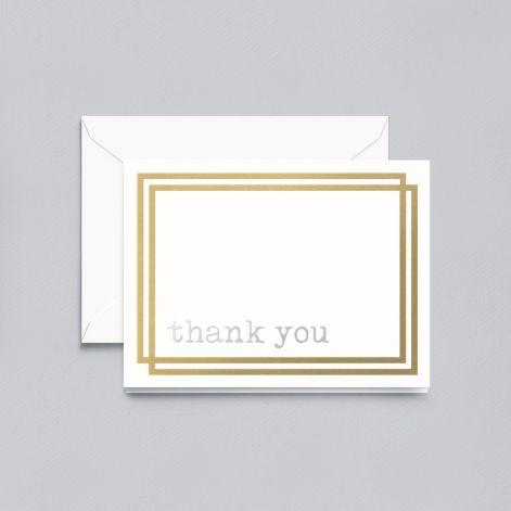 Crane Paper Foil Stampled Framed Thank You Pearl White Lettra® Boxed Notes