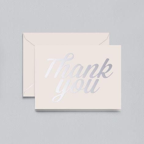 Crane Paper Foil Stampled Script Thank You Gray Lettra® Boxed Notes