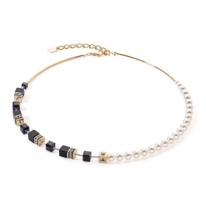 GeoCUBE Precious Fusion Pearls necklace black-gold