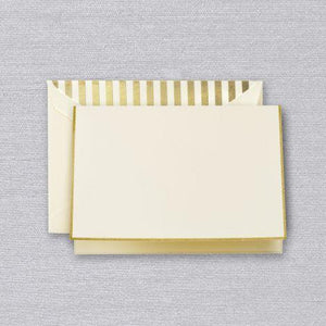 Crane Paper Gold Bordered Ecru Boxed Notes with Gold Striped Envelope Liner