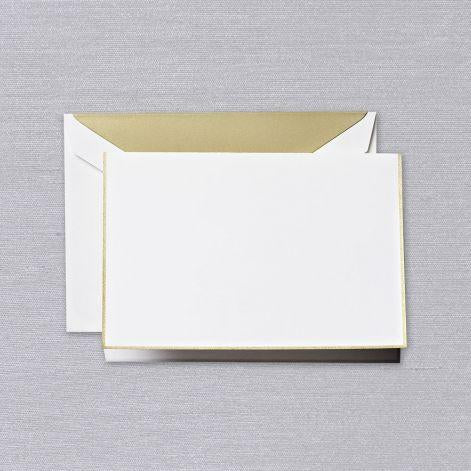 Crane Paper Gold Bordered Pearl White Boxed Notes