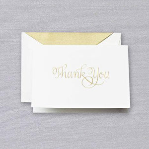 Crane Paper Gold Engraved Script Thank You Pearl White Boxed Notes