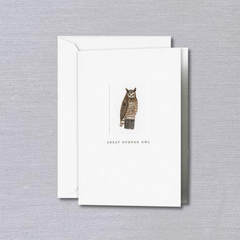 Crane Paper Great Horned Owl Pearl White Boxed Vertical Notes