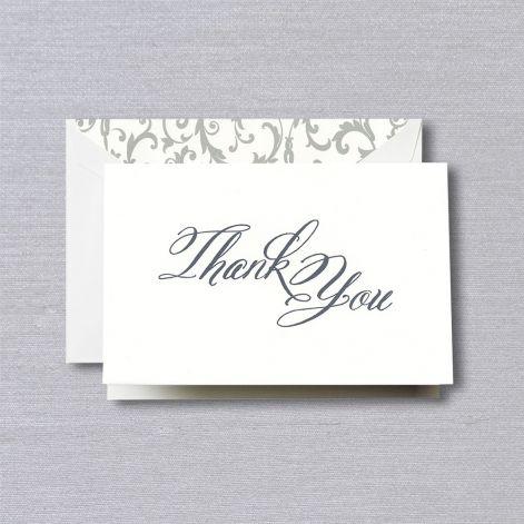 Crane Paper Grey Script Thank You Pearl White Bosed Notes
