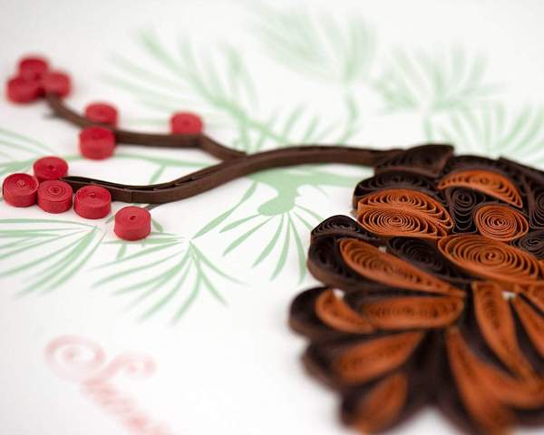 Quilled Holiday Pinecone Greeting Card