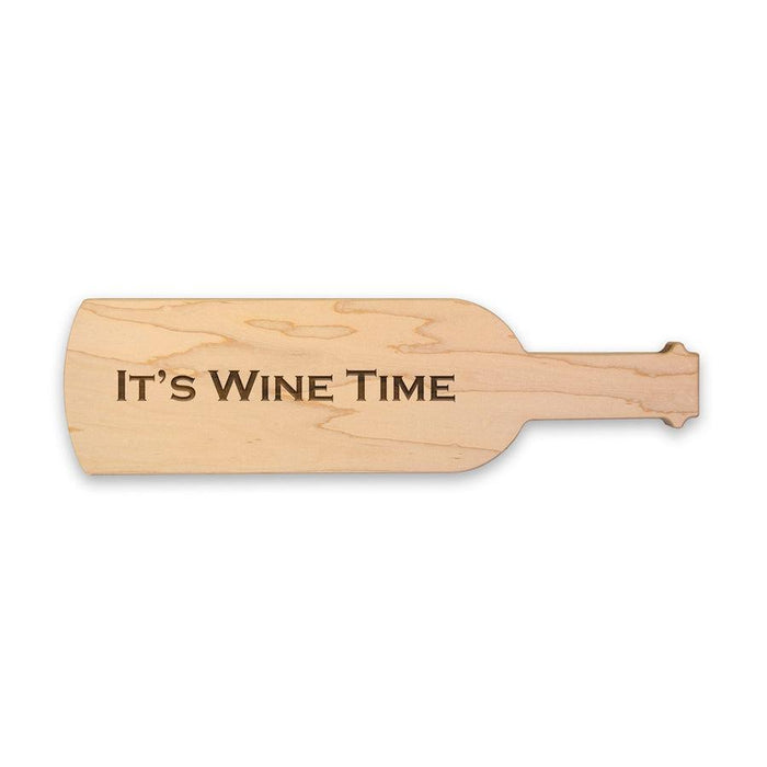 It's Wine Time Wine Bottle Shape Cheeseboard 15"x4"