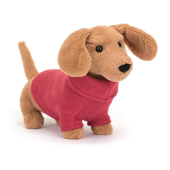 JellyCat Sweater Sausage Dog Pink Plush Toy