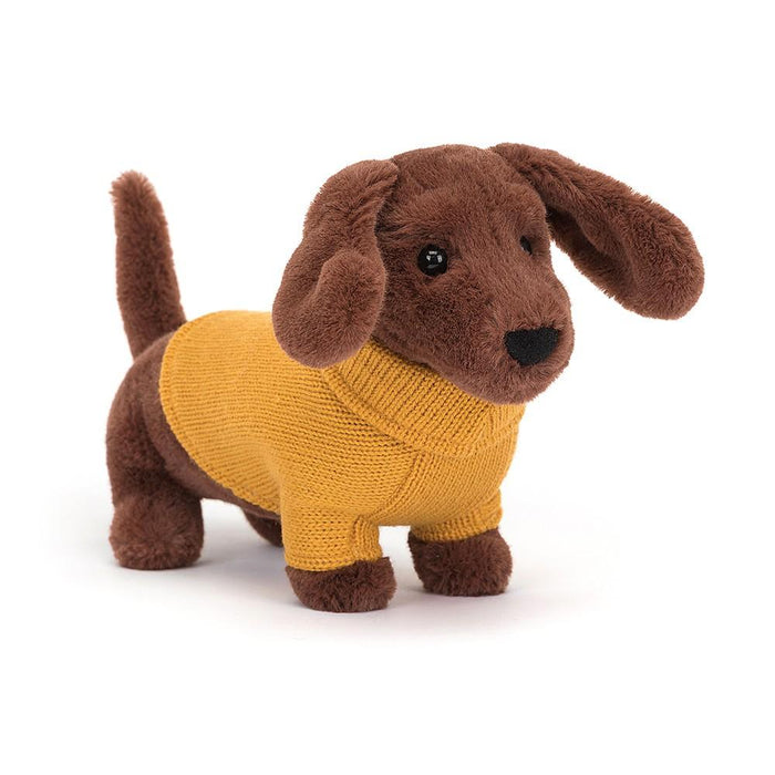 JellyCat Sweater Sausage Dog Yellow Plush Toy