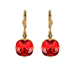 La Vie Parisienne by Catherine Popesco Cushion Cut Square Gold Drop Earring Scarlet