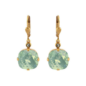 La Vie Parisienne by Catherine Popesco Cushion Cut Square Gold Drop Earring Sea Opal