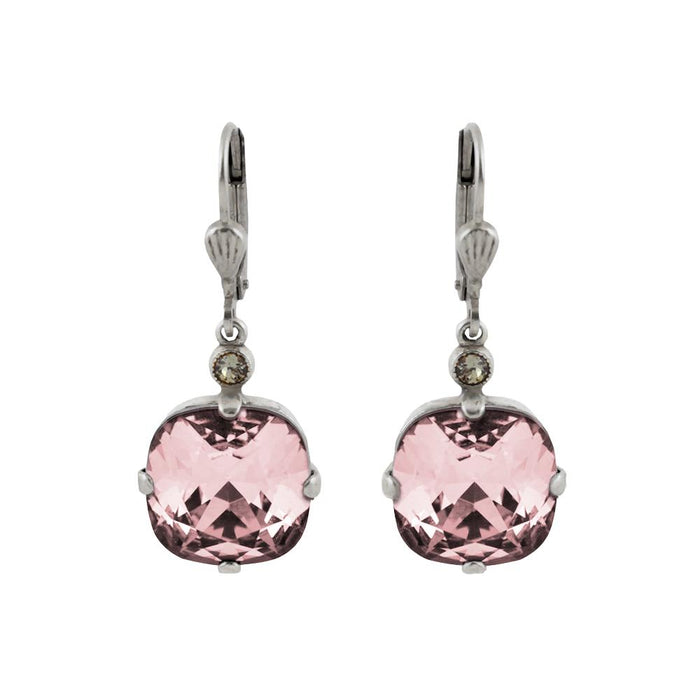 La Vie Parisienne by Catherine Popesco Cushion Cut Square Silver Drop Earring Blush Pink