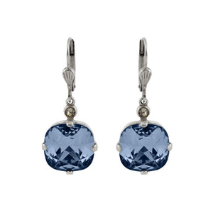 La Vie Parisienne by Catherine Popesco Cushion Cut Square Silver Drop Earring Midnight