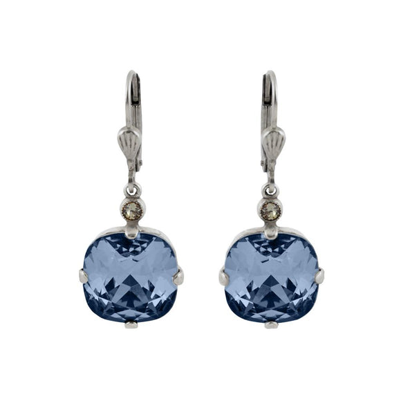 La Vie Parisienne by Catherine Popesco Cushion Cut Square Silver Drop Earring Midnight