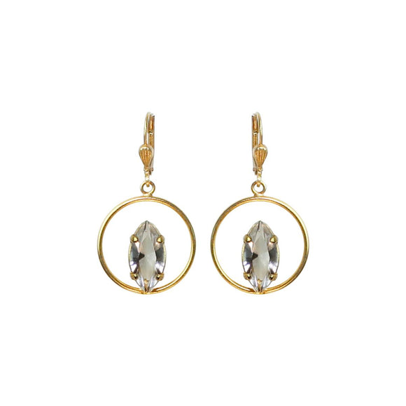 La Vie Parisienne by Catherine Popesco Open Hoop Gold Earring Crystal