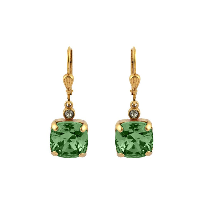 La Vie Parisienne by Catherine Popesco Square Gold Drop Earring Marine Green
