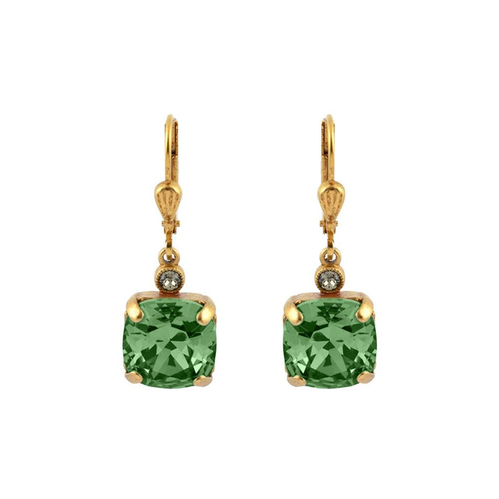 La Vie Parisienne by Catherine Popesco Square Gold Drop Earring Marine Green