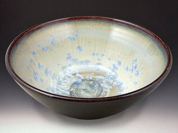 Large Bowl in Ivory Crystal Dark Olive by Indikoi