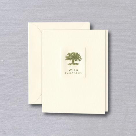 Crane Paper Letterpressed Oak Tree Ecru Symapathy Card