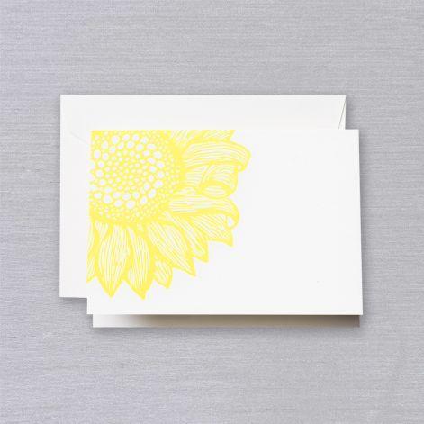 Crane Paper Letterpressed Yellow Sunflower Pearl White Lettra® Boxed Notes
