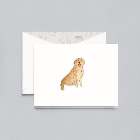 Crane Paper Lithographed Golden Retriever Pearl White Boxed Notes