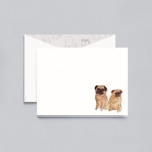 Crane Paper Lithographed Pug Pearl White Boxed Notes