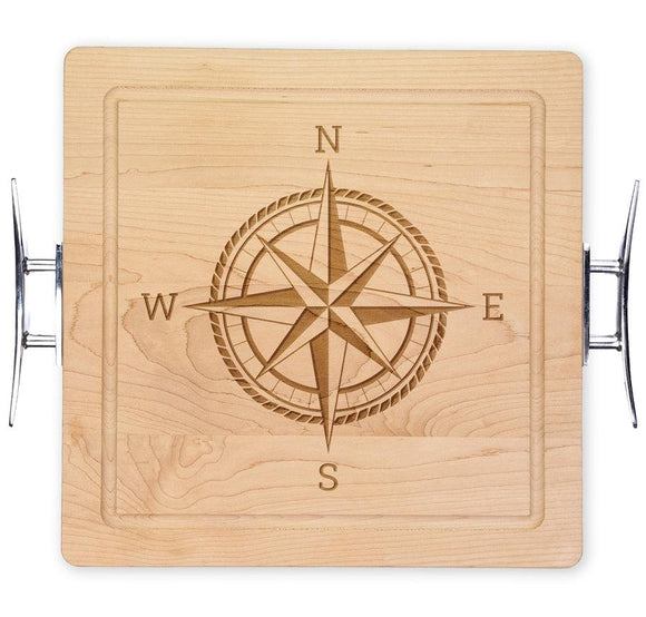 Maple Wood Square Board with Nautical Cleat Handles 12