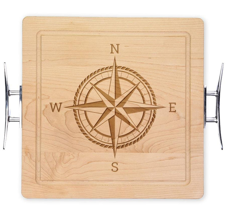 Maple Wood Square Board with Nautical Cleat Handles 12"x12"