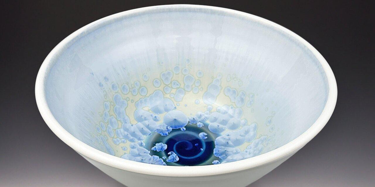 Medium Bowl in Ivory Crystal White Blue by Indikoi — Pearl Grant