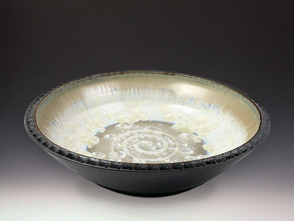Medium Textured Platter in Ivory Crystal Dark Olive by Indikoi